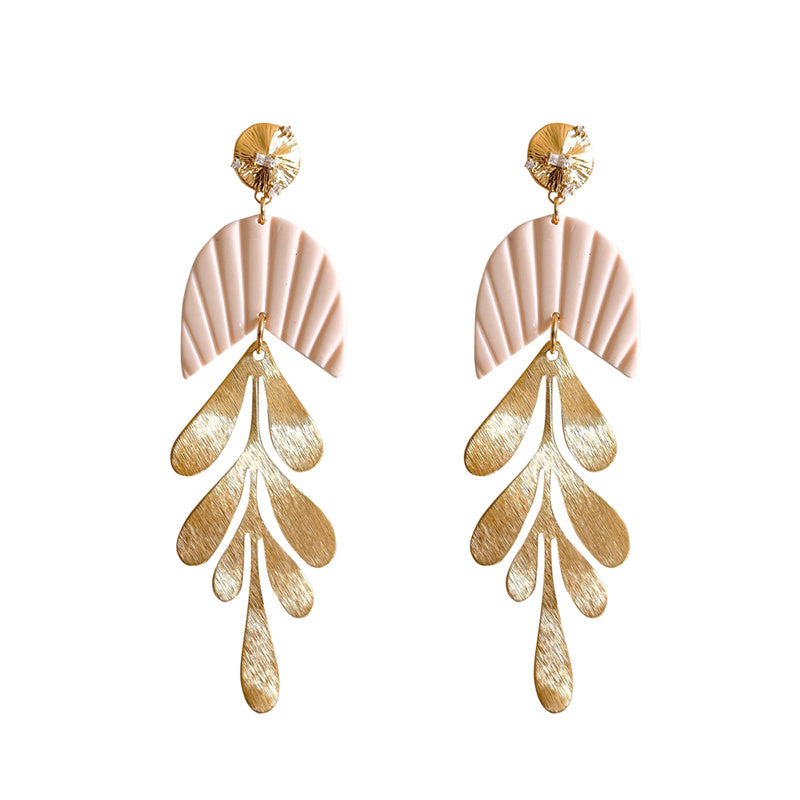 Brass Blade Decorative Handmade Shell Polymer Clay Stud Earrings