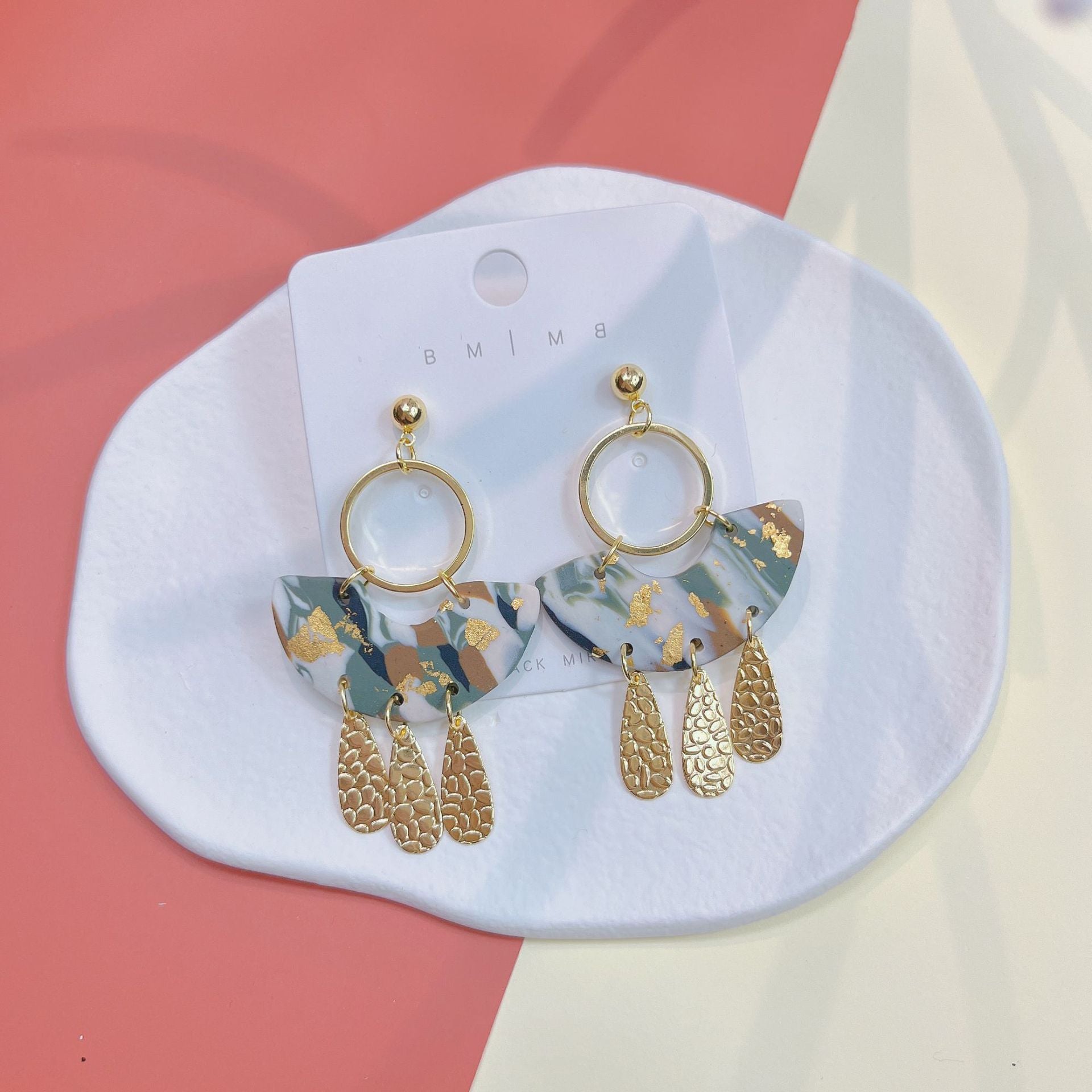 Camouflage Polymer Clay Earrings For Women